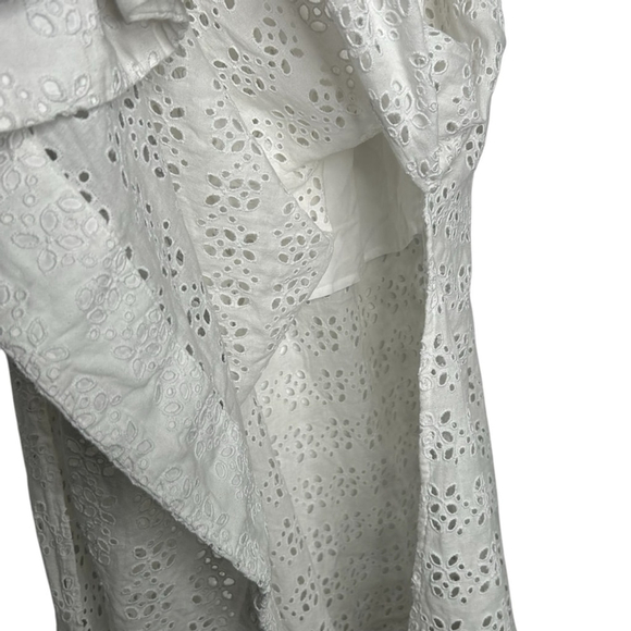 J.Crew White Linen-blend Maxi Side Slit Skirt Eyelet Elastic Waist Plus Size 18 - Picture 11 of 12